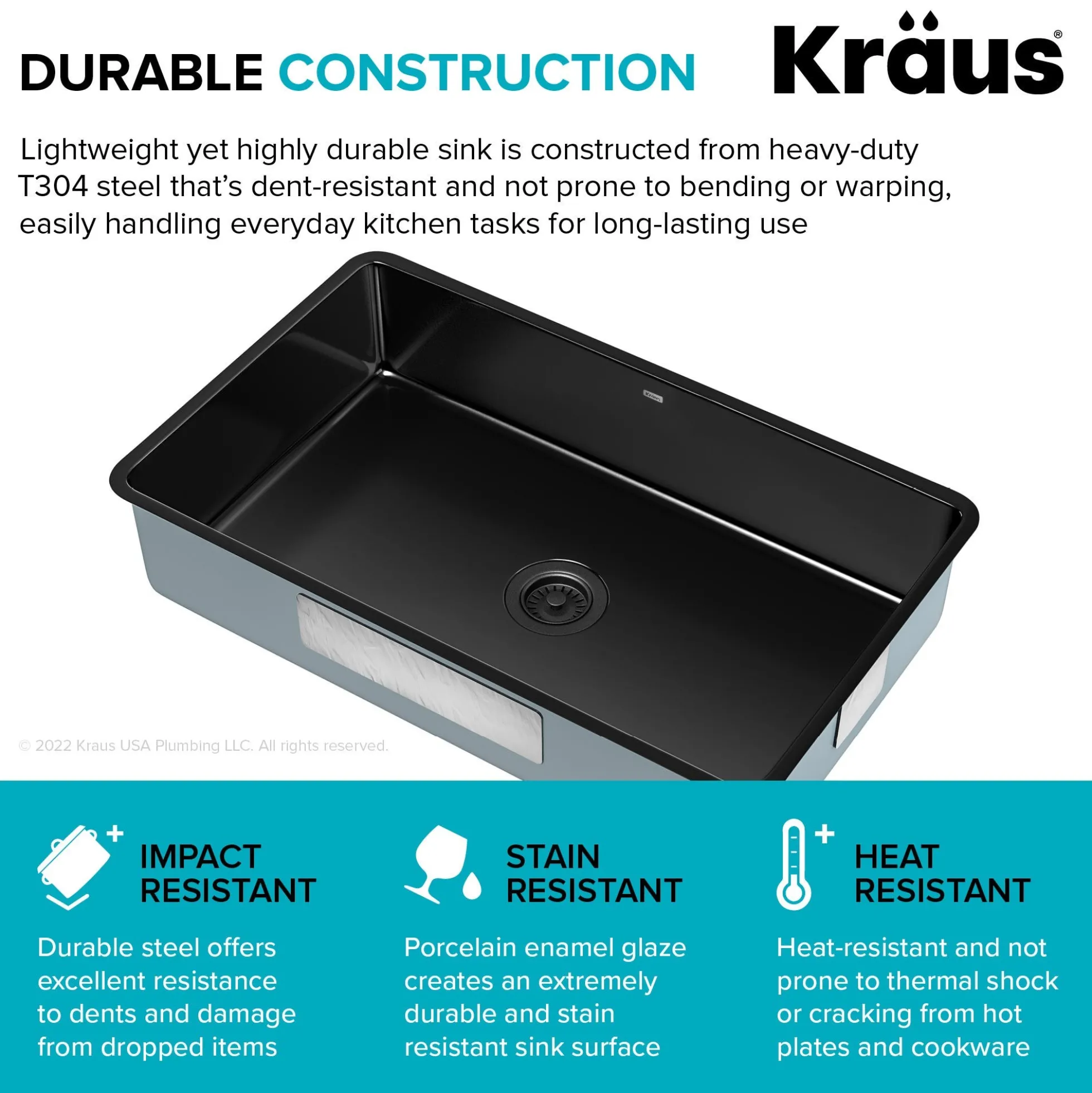 32” Undermount Porcelain Enameled Steel Single Bowl Kitchen Sink in Black