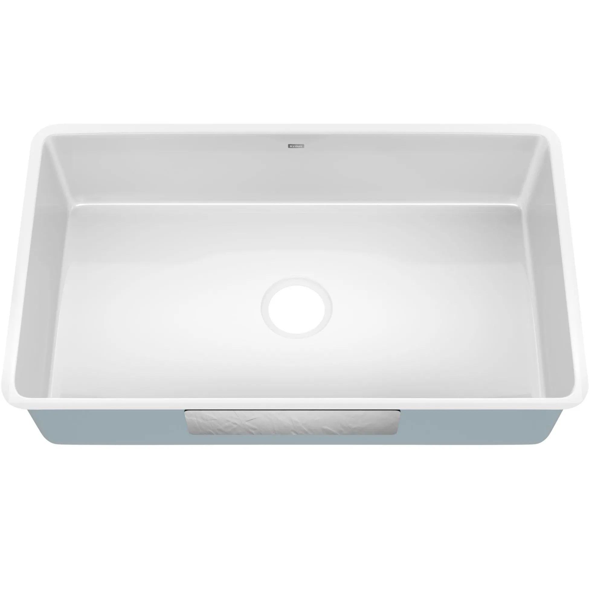 32” Undermount Porcelain Enameled Steel Single Bowl Kitchen Sink in White