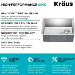 25" Undermount Single Bowl 16 Gauge Stainless Steel Kitchen Sink