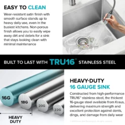 25" Undermount Single Bowl 16 Gauge Stainless Steel Kitchen Sink