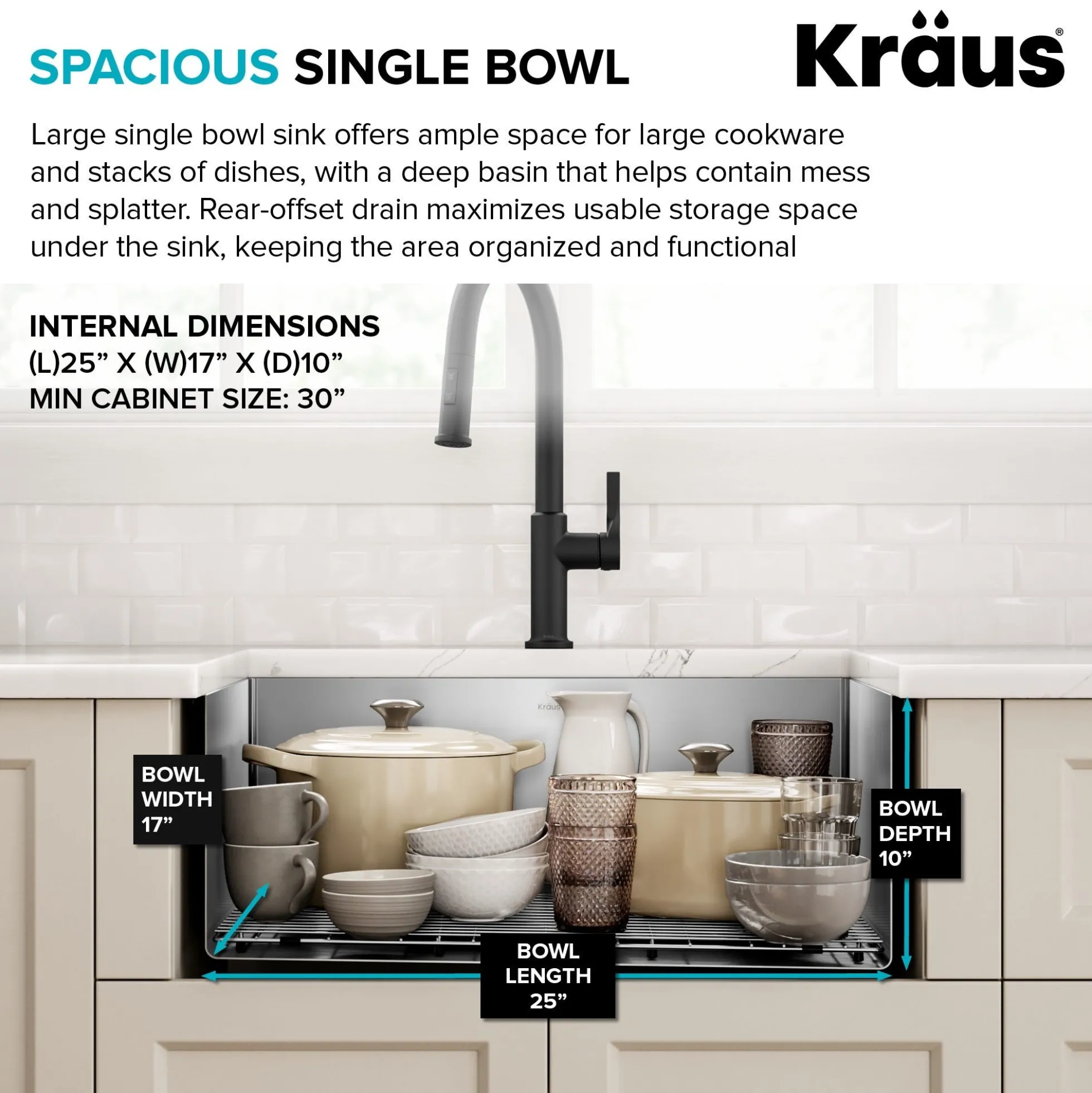 27" Undermount Single Bowl 16 Gauge Stainless Steel Kitchen Sink