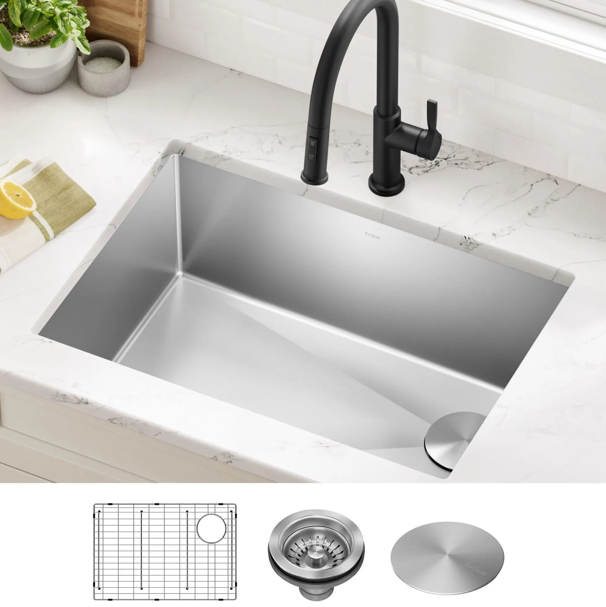 27" Undermount Single Bowl 16 Gauge Stainless Steel Kitchen Sink