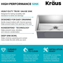32" Undermount Single Bowl 16 Gauge Stainless Steel Kitchen Sink