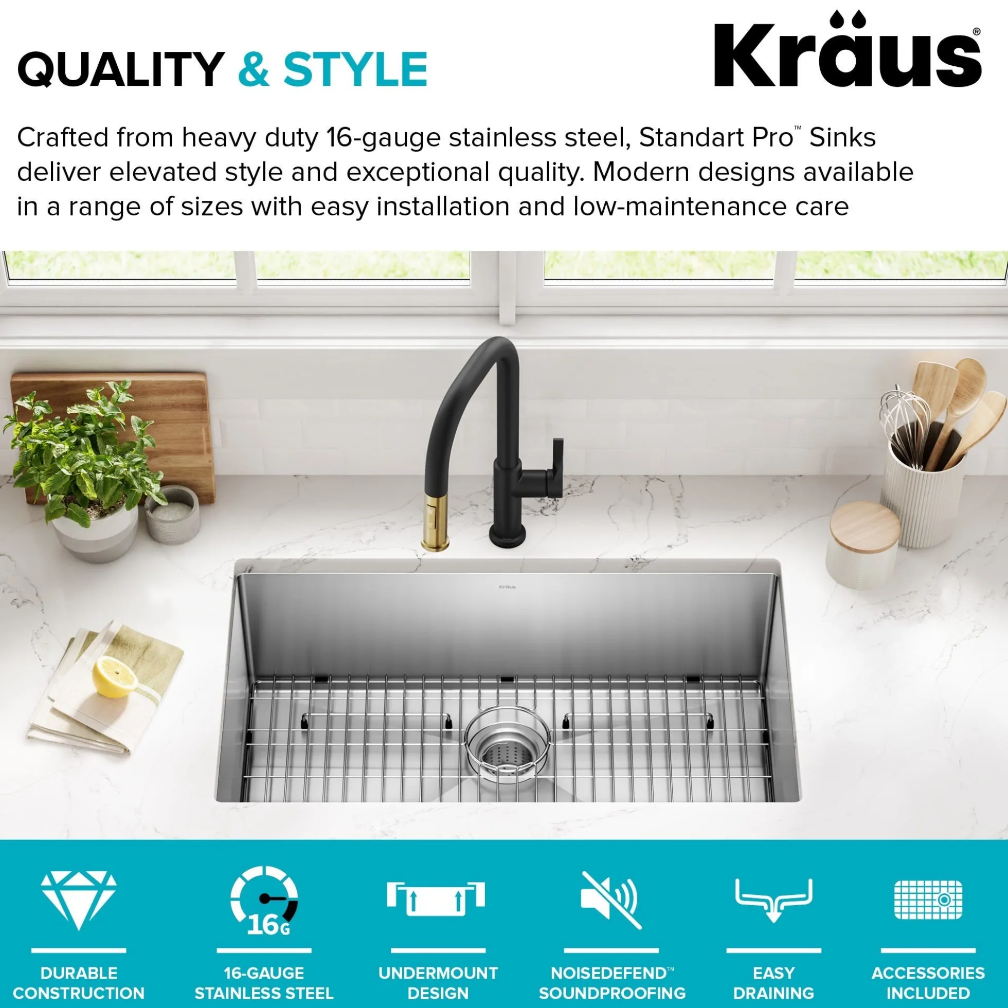32" Undermount Single Bowl 16 Gauge Stainless Steel Kitchen Sink