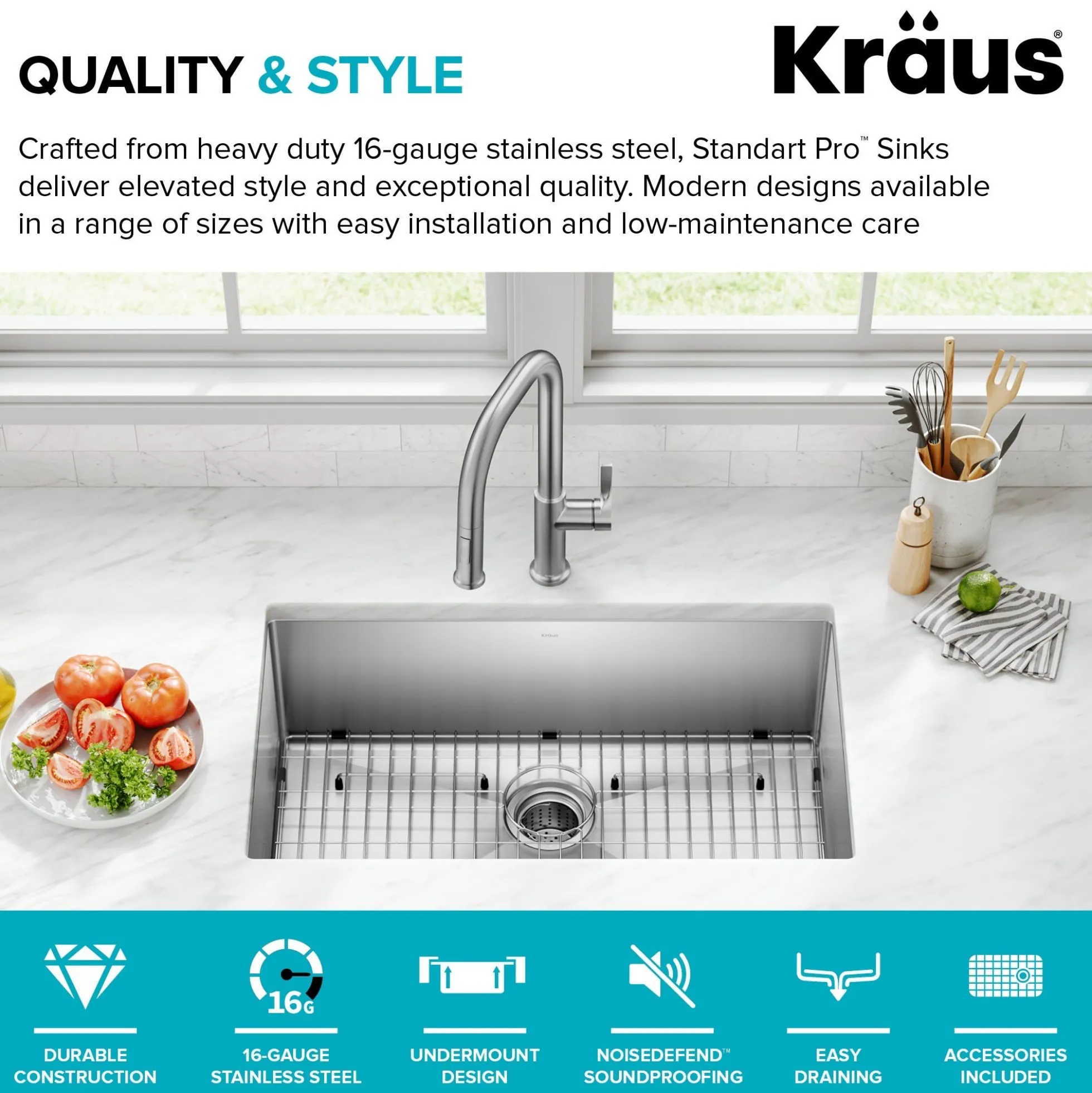 30" Undermount Single Bowl 16 Gauge Stainless Steel Kitchen Sink
