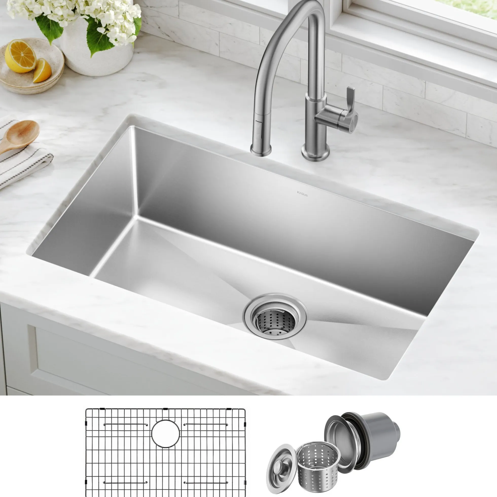 30" Undermount Single Bowl 16 Gauge Stainless Steel Kitchen Sink