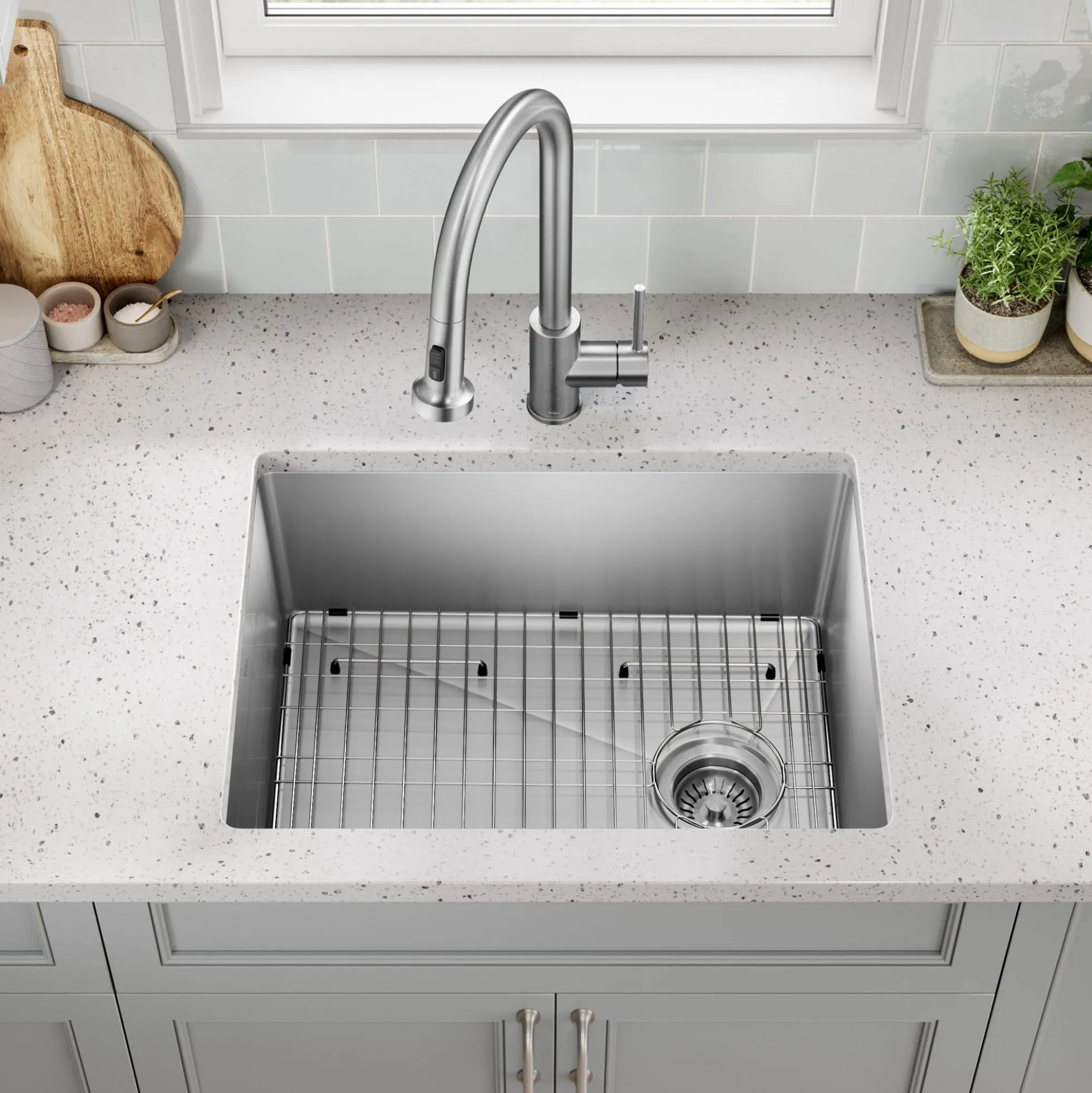 25” Undermount Single Bowl 18-Gauge Stainless Steel Kitchen Sink