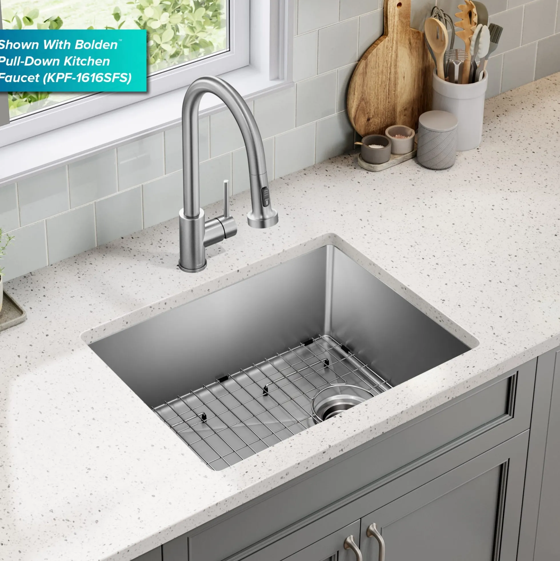 25” Undermount Single Bowl 18-Gauge Stainless Steel Kitchen Sink