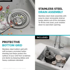 25” Undermount Single Bowl 18-Gauge Stainless Steel Kitchen Sink