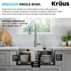 25” Undermount Single Bowl 18-Gauge Stainless Steel Kitchen Sink