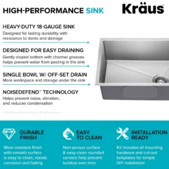 25” Undermount Single Bowl 18-Gauge Stainless Steel Kitchen Sink