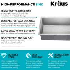 33” Undermount Single Bowl 18-Gauge Stainless Steel Kitchen Sink