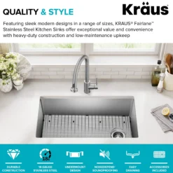 33” Undermount Single Bowl 18-Gauge Stainless Steel Kitchen Sink