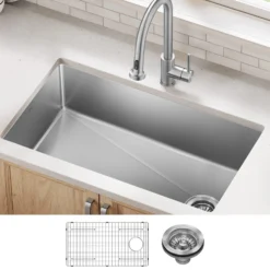 33” Undermount Single Bowl 18-Gauge Stainless Steel Kitchen Sink
