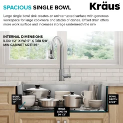 33” Undermount Single Bowl 18-Gauge Stainless Steel Kitchen Sink