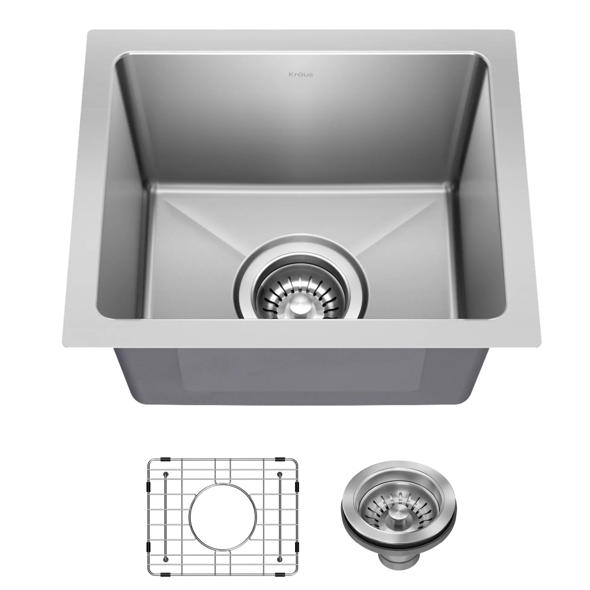 15” Undermount Single Bowl 18-Gauge Stainless Steel Kitchen Bar Sink