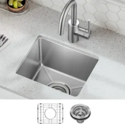 15” Undermount Single Bowl 18-Gauge Stainless Steel Kitchen Bar Sink