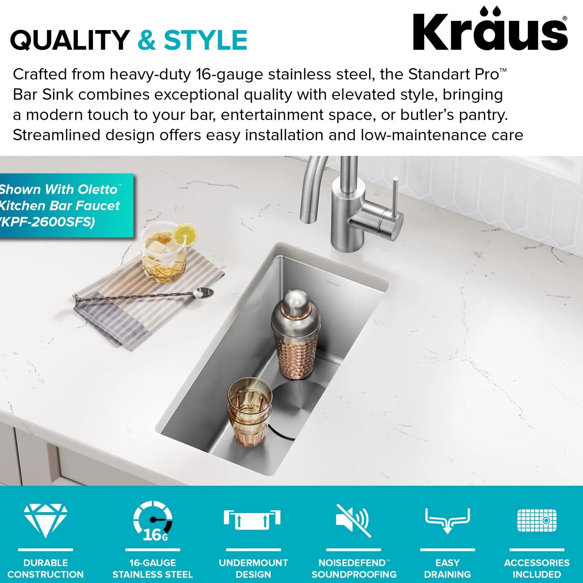 10" Undermount Single Bowl 16 Gauge Stainless Steel Bar Kitchen Sink