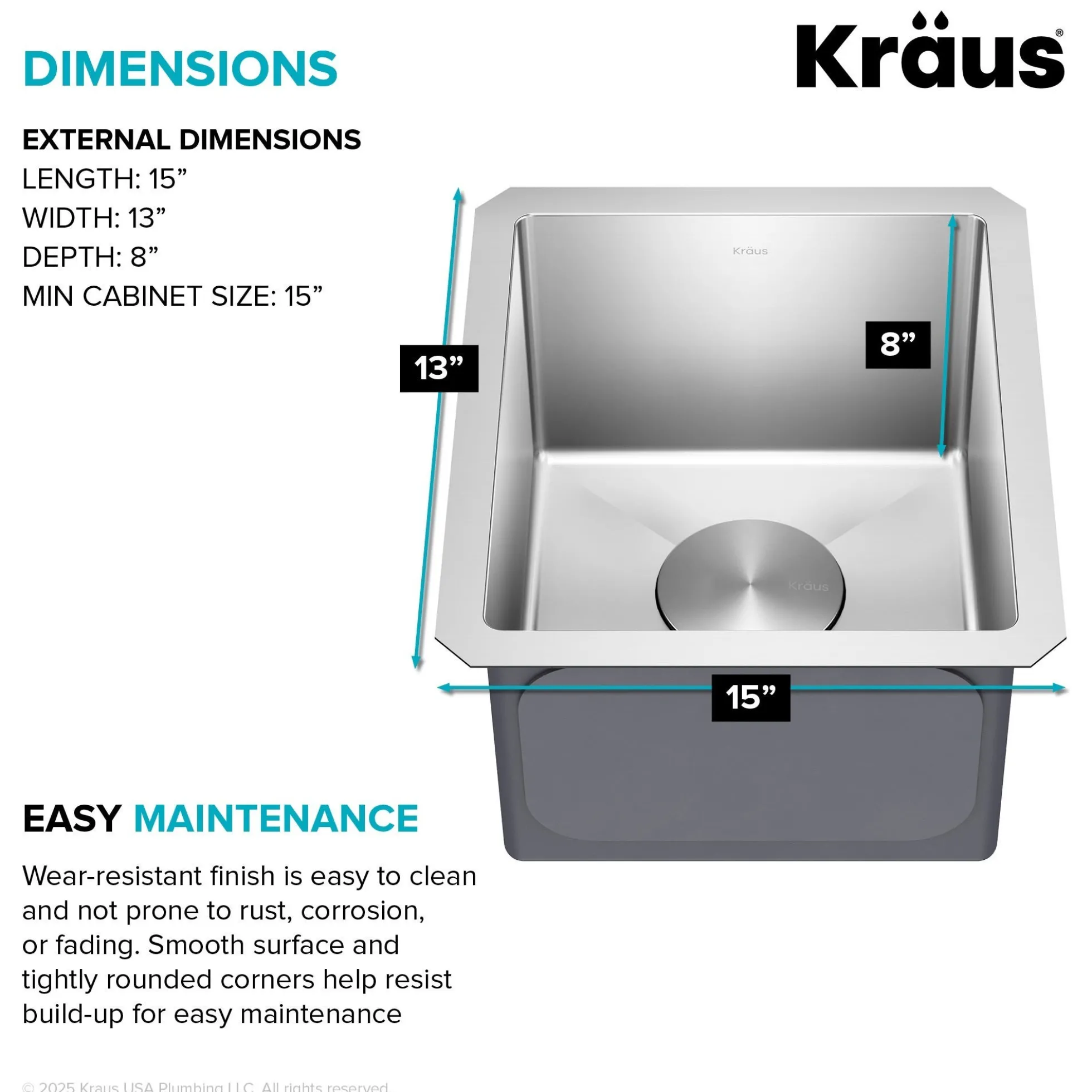 13" Undermount Single Bowl 16 Gauge Stainless Steel Bar Kitchen Sink