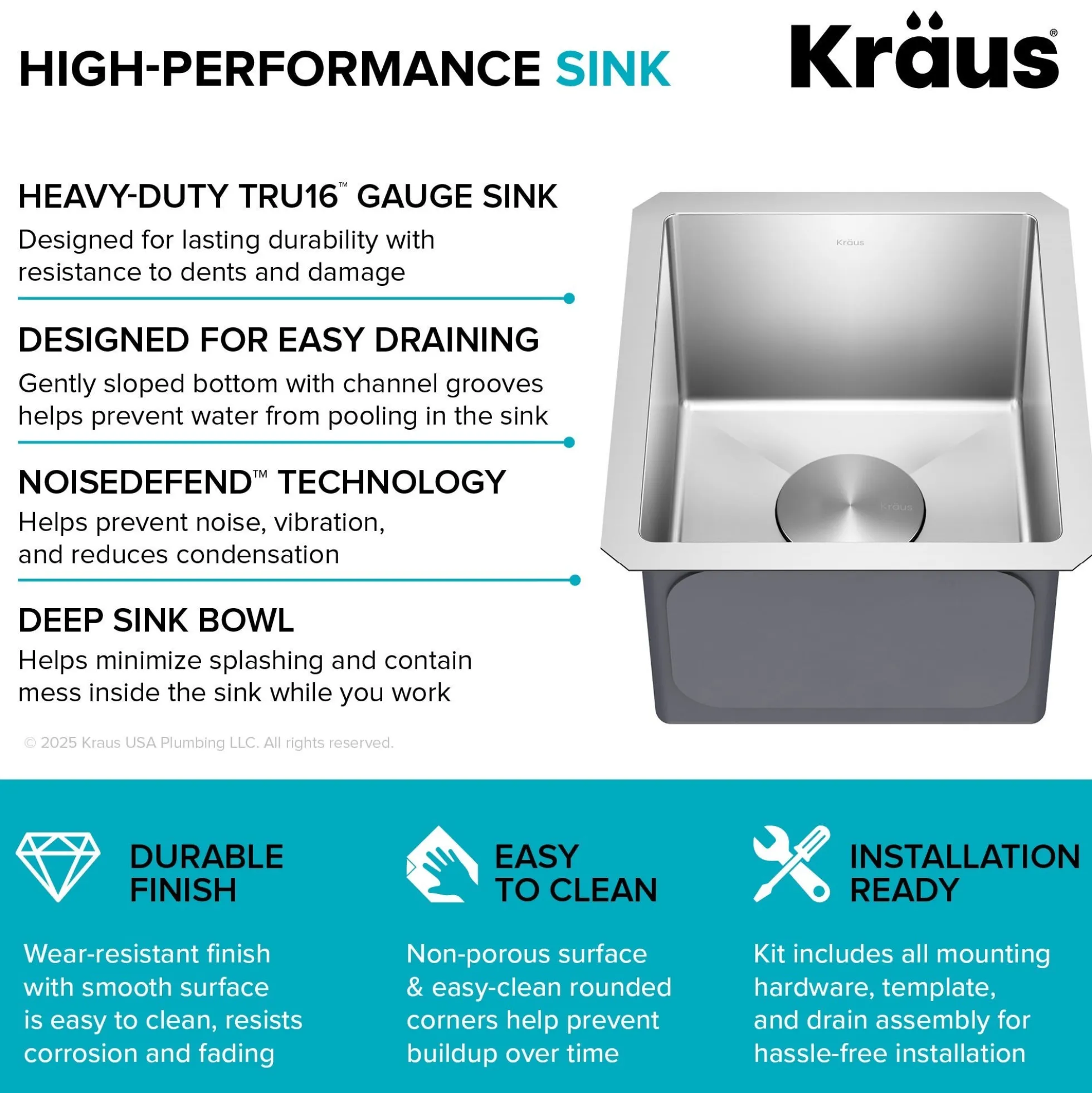 13" Undermount Single Bowl 16 Gauge Stainless Steel Bar Kitchen Sink