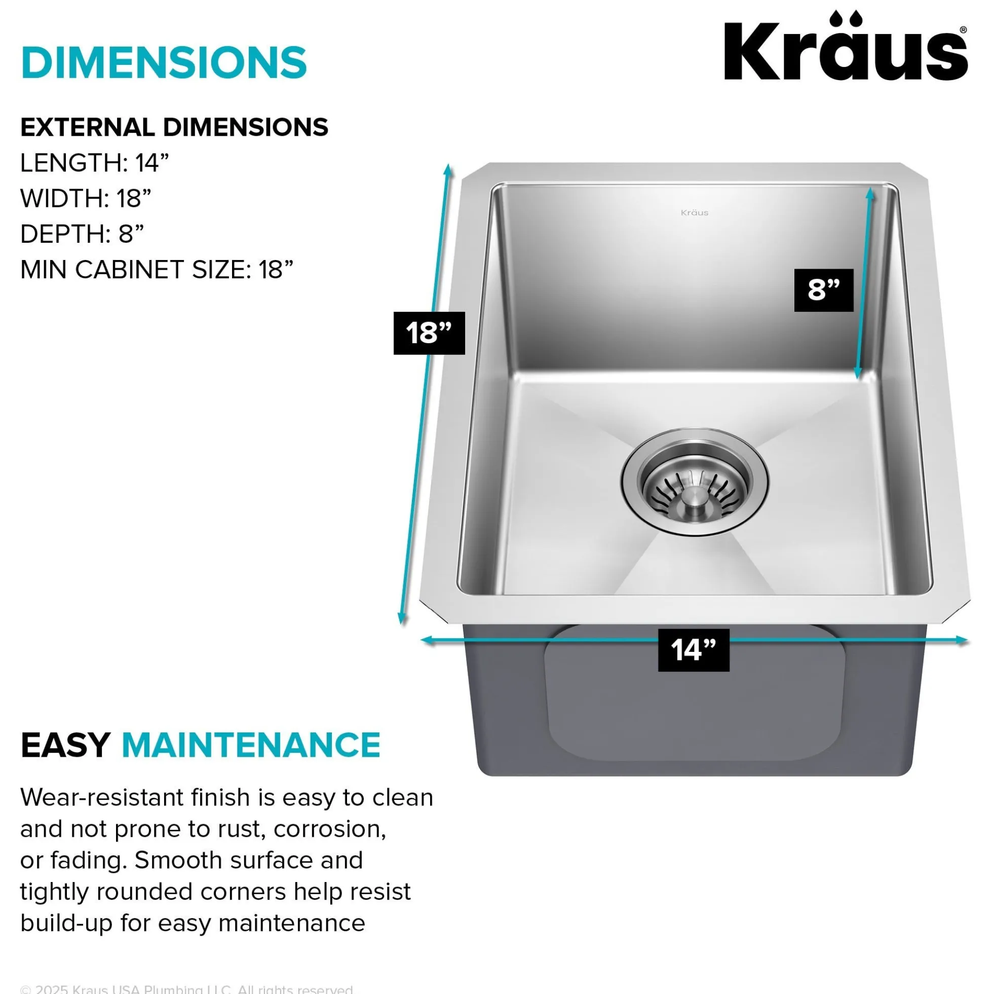 14" Undermount Single Bowl 16 Gauge Stainless Steel Bar Kitchen Sink
