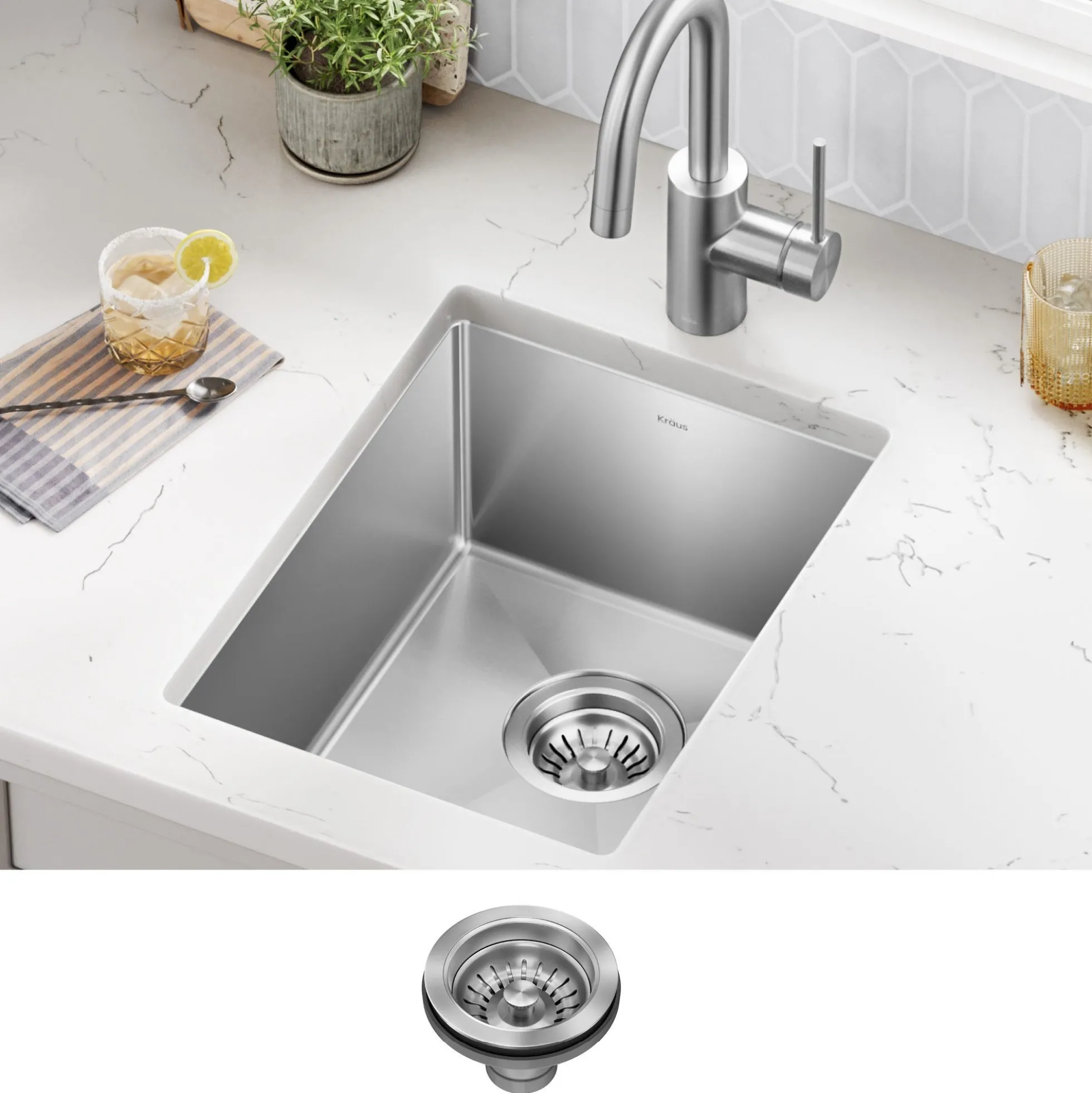 14" Undermount Single Bowl 16 Gauge Stainless Steel Bar Kitchen Sink