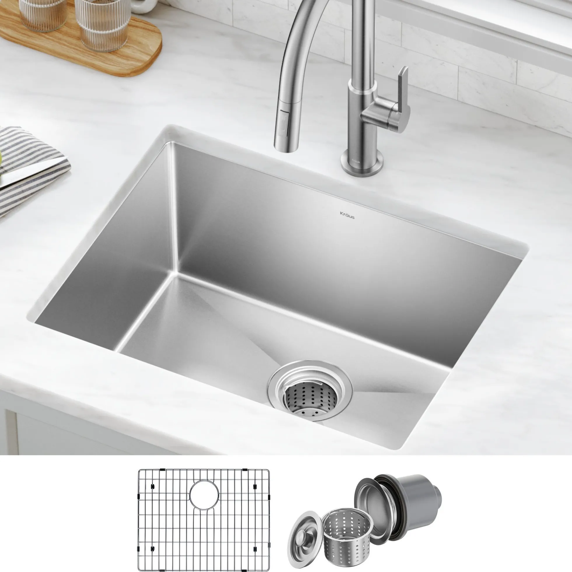23" Undermount Single Bowl 16 Gauge Stainless Steel Kitchen Sink