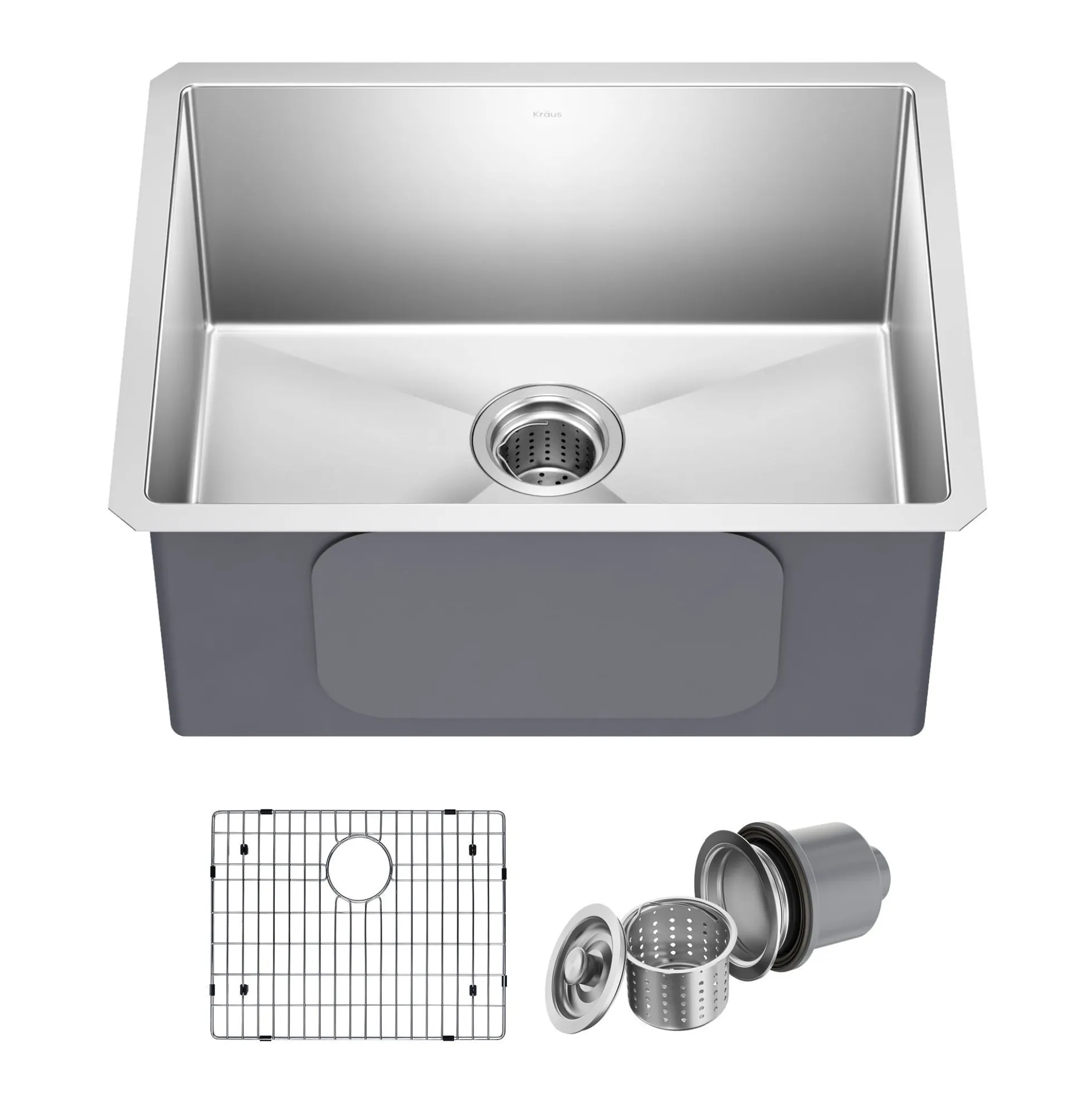 23" Undermount Single Bowl 16 Gauge Stainless Steel Kitchen Sink