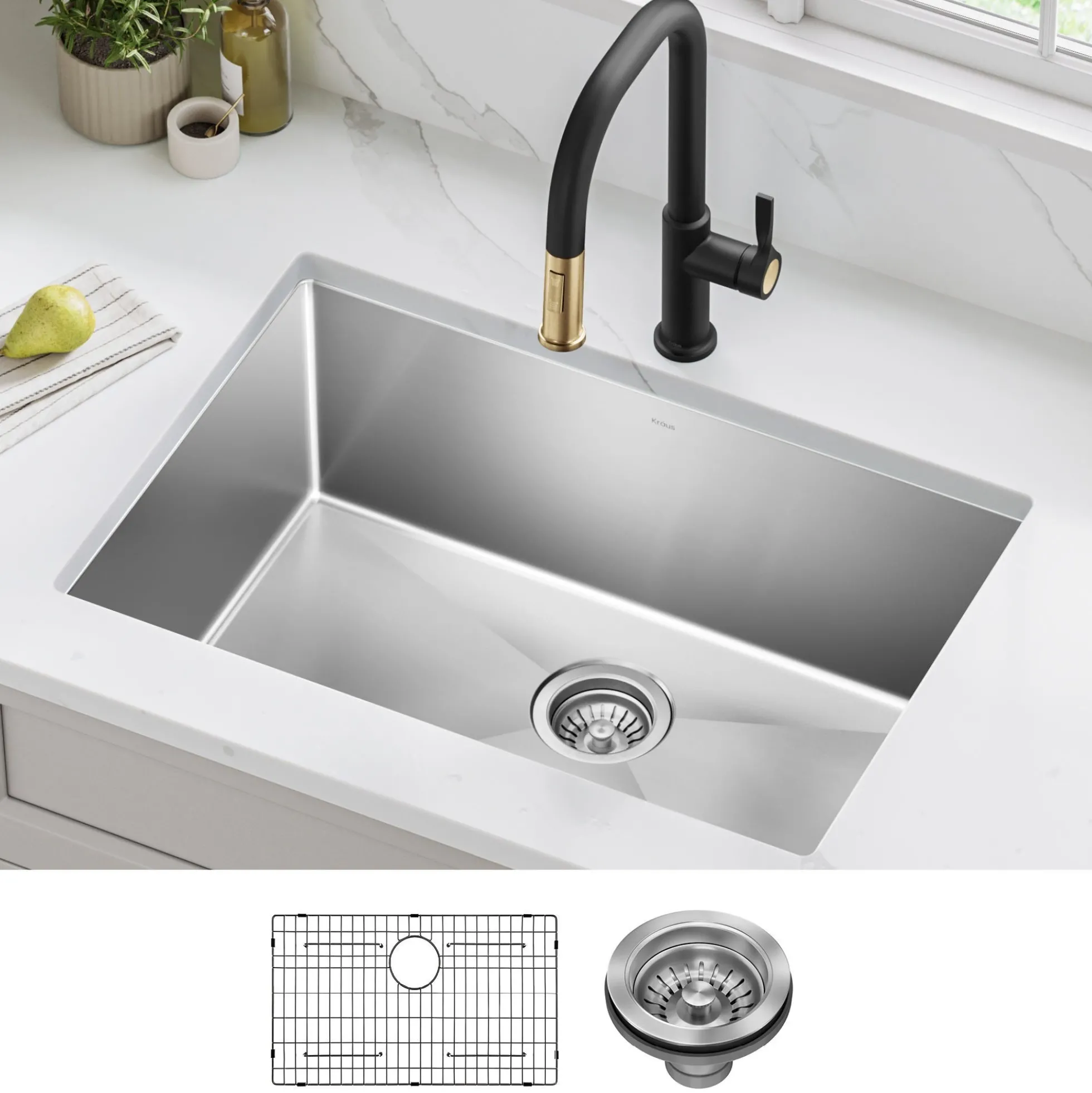 28" Undermount Single Bowl 16 Gauge Stainless Steel Kitchen Sink