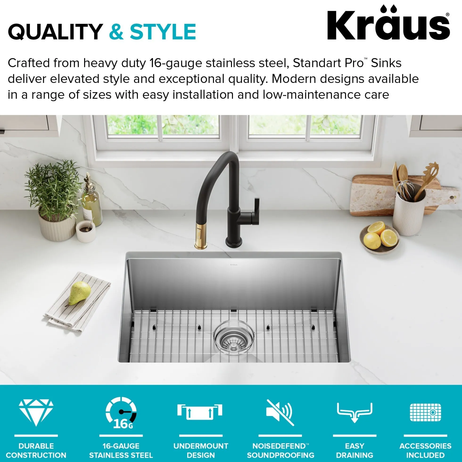 28" Undermount Single Bowl 16 Gauge Stainless Steel Kitchen Sink