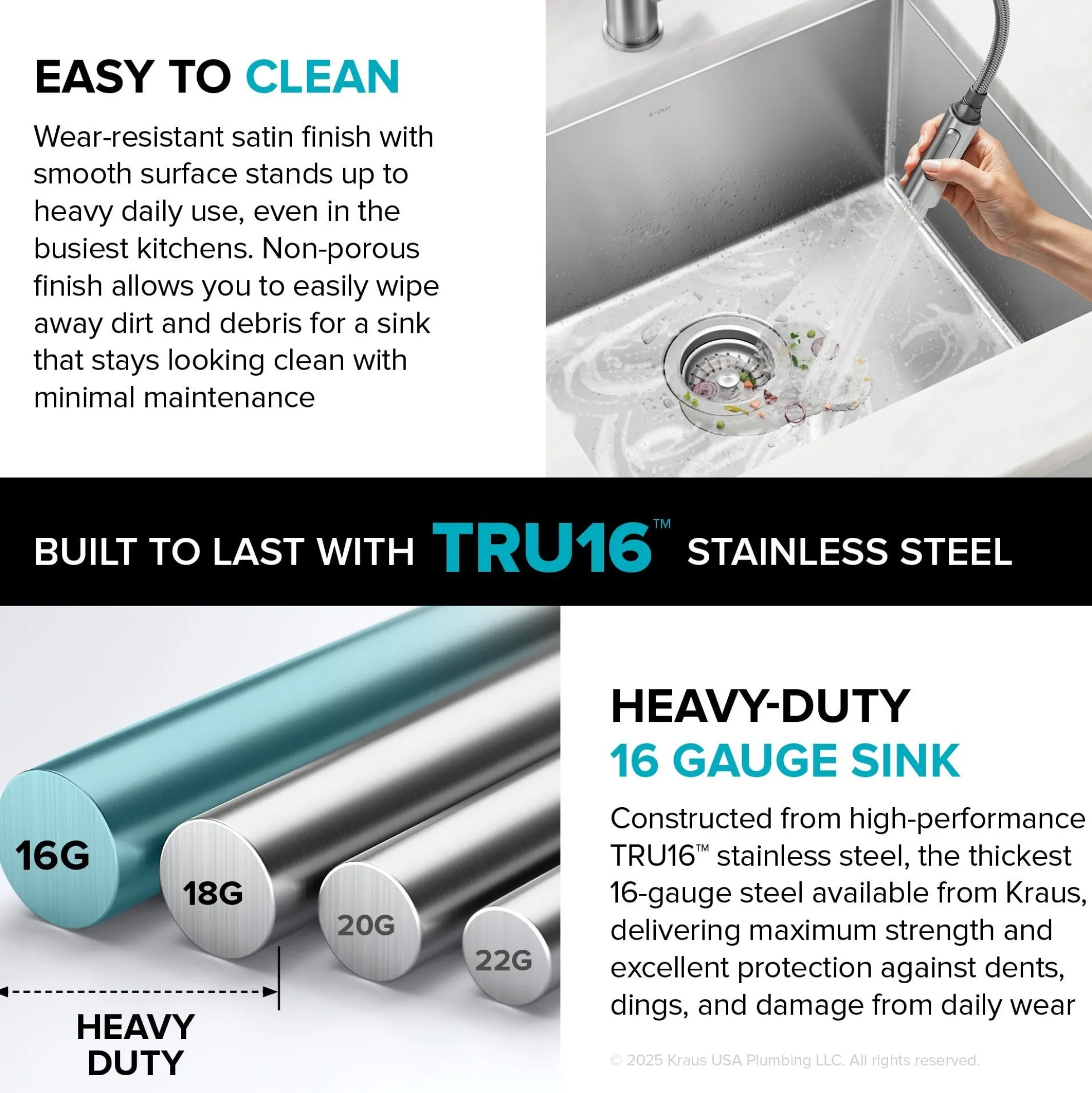 28" Undermount Single Bowl 16 Gauge Stainless Steel Kitchen Sink