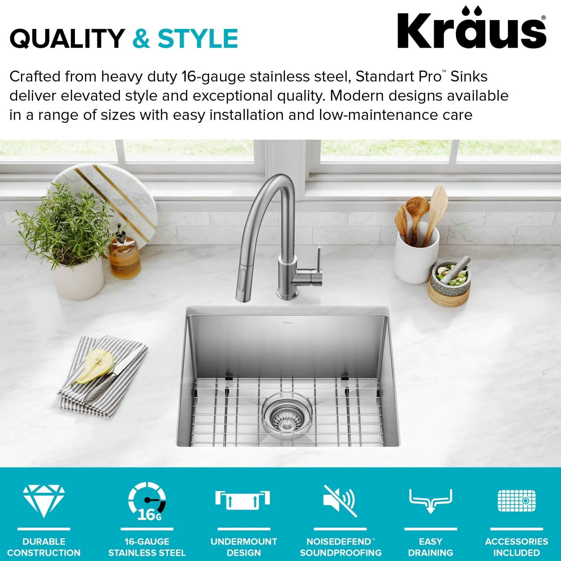 21" Undermount Single Bowl 16 Gauge Stainless Steel Kitchen Sink