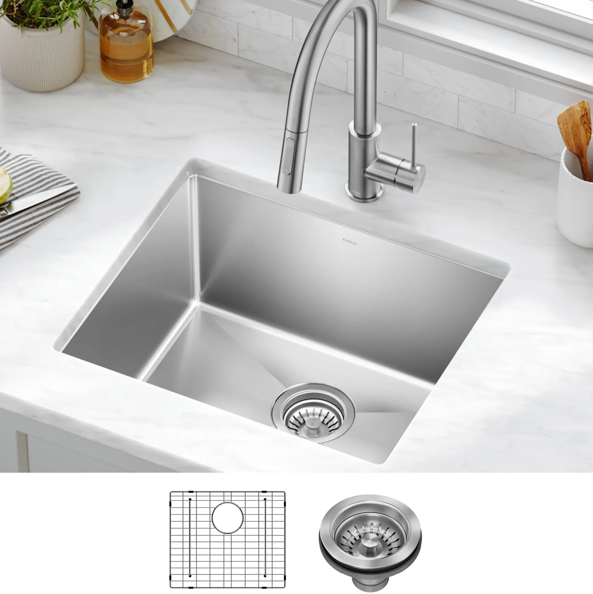 21" Undermount Single Bowl 16 Gauge Stainless Steel Kitchen Sink