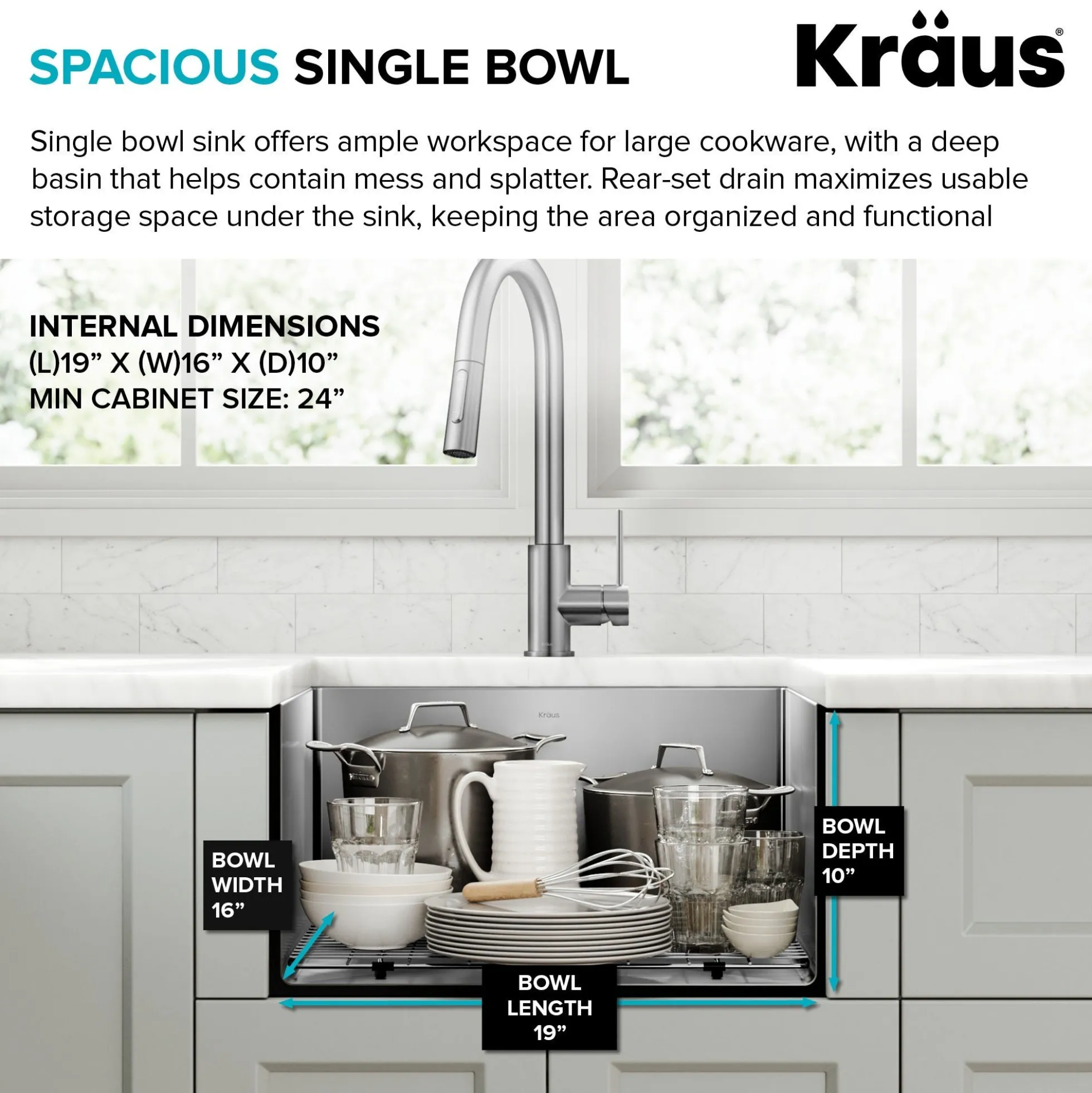 21" Undermount Single Bowl 16 Gauge Stainless Steel Kitchen Sink