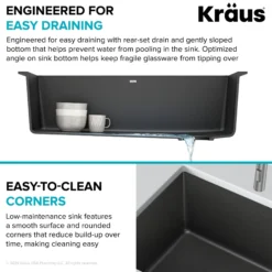 32” Undermount Single Bowl Granite Kitchen Sink in Black
