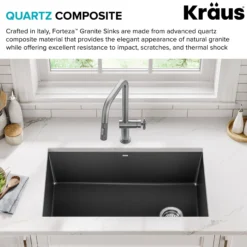 32” Undermount Single Bowl Granite Kitchen Sink in Black
