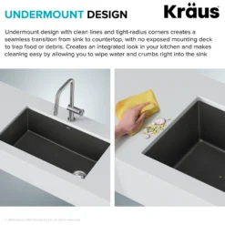 32” Undermount Single Bowl Granite Kitchen Sink in Black