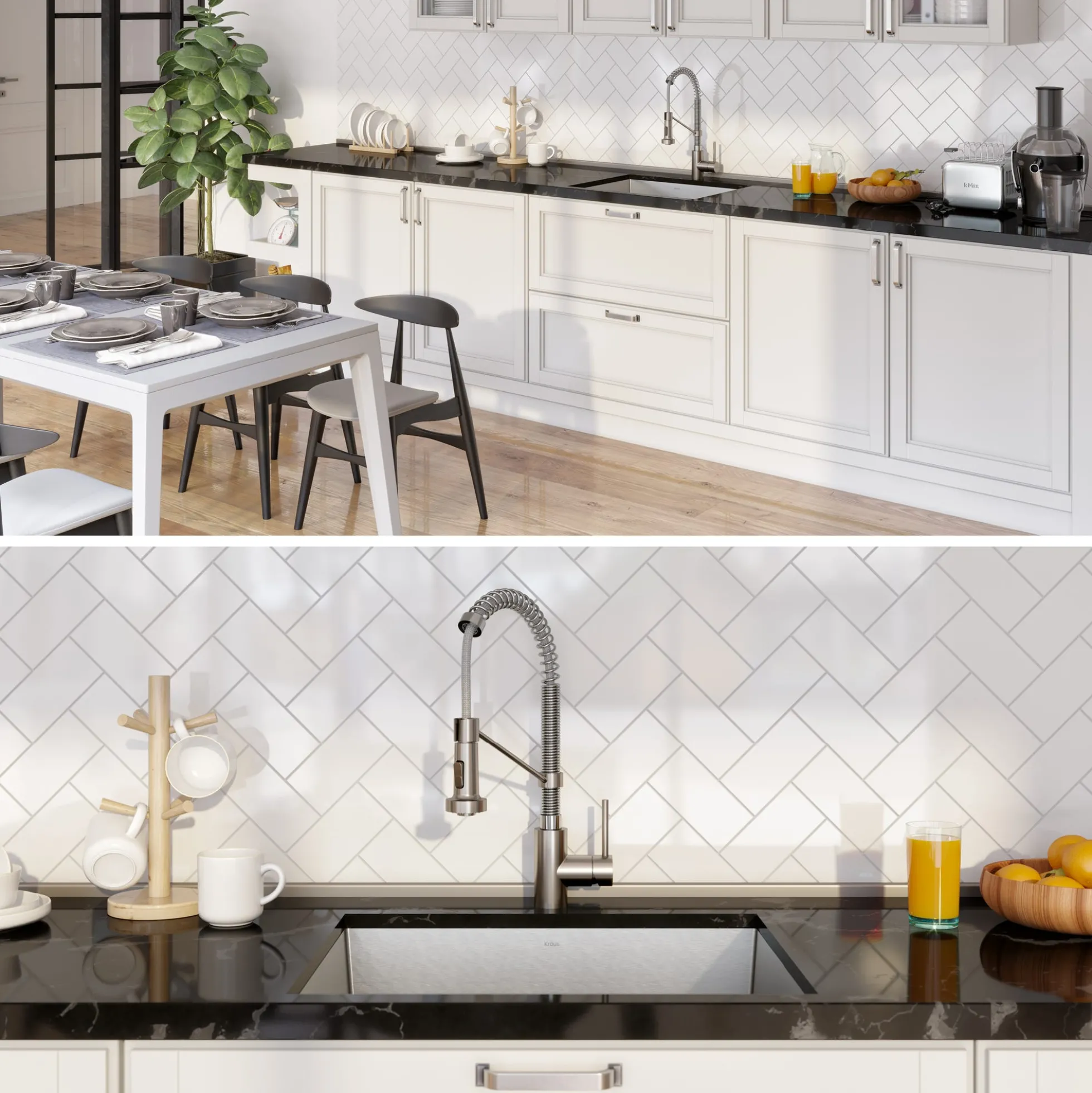 24" Undermount Utility Sink w/ Bolden Commercial Pull-Down Faucet and Soap Dispenser in Stainless Steel/Chrome