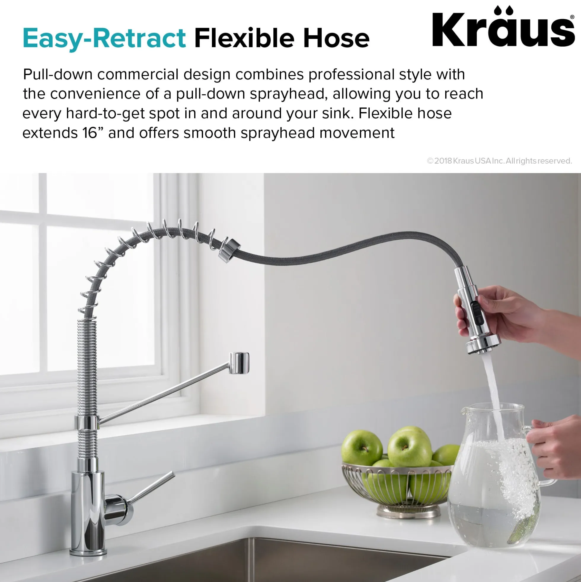 24" Undermount Utility Sink w/ Bolden Commercial Pull-Down Faucet and Soap Dispenser in Chrome