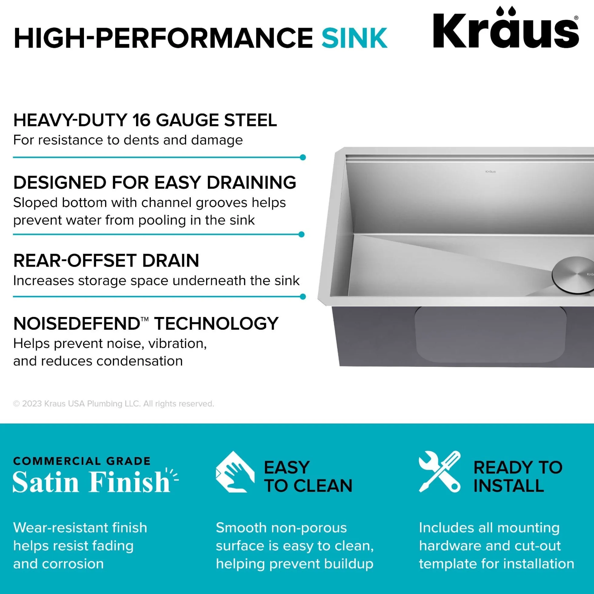 28" Undermount Workstation 16 Gauge Single Bowl Stainless Steel Kitchen Sink with Accessories