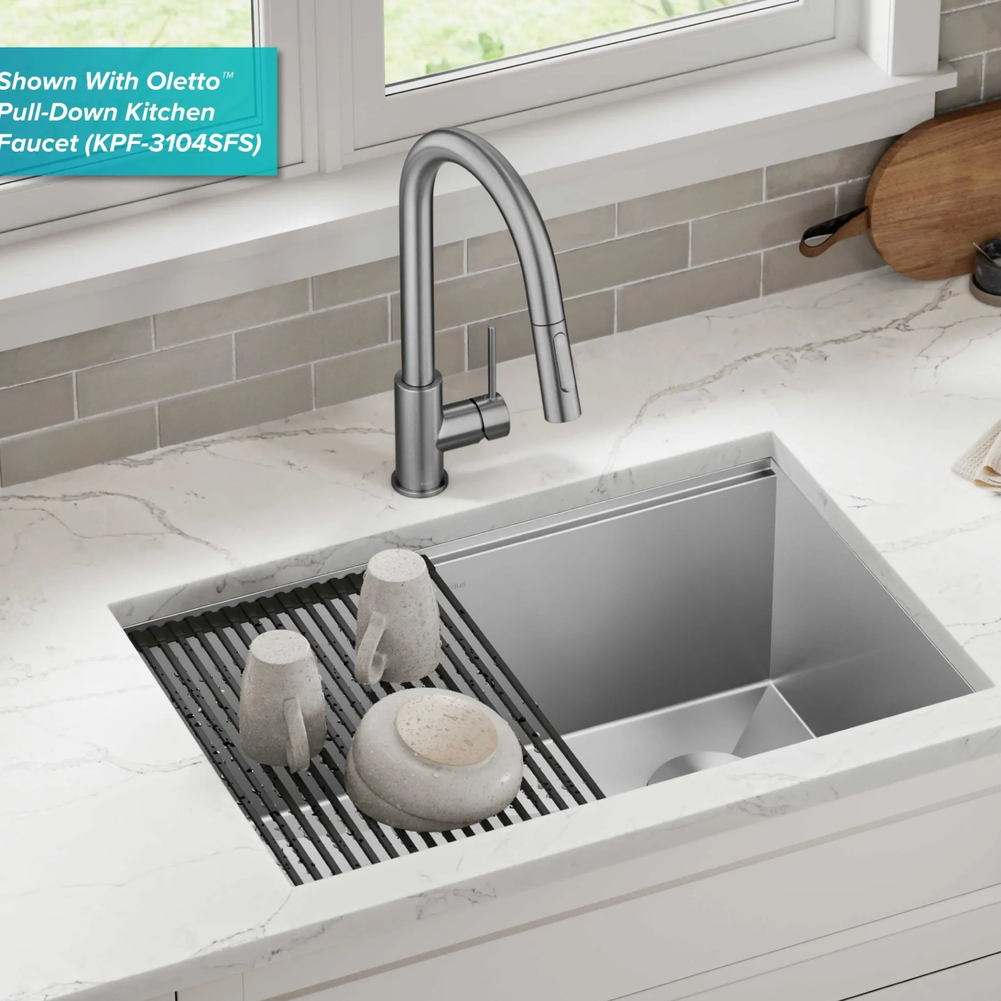 28" Undermount Workstation 16 Gauge Single Bowl Stainless Steel Kitchen Sink with Accessories