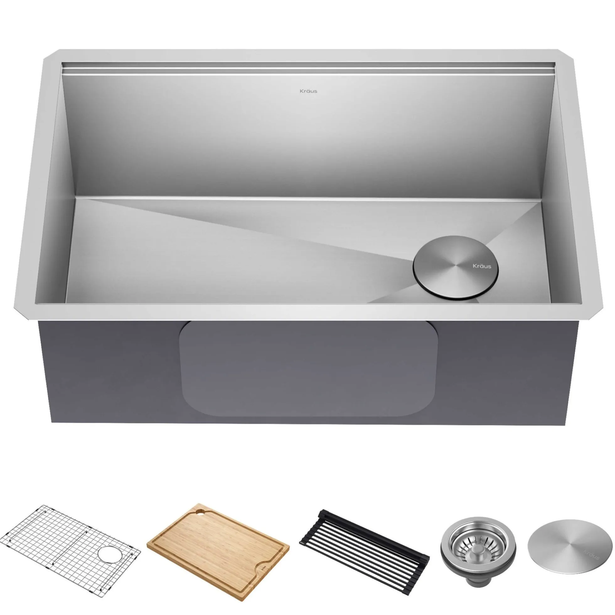 28" Undermount Workstation 16 Gauge Single Bowl Stainless Steel Kitchen Sink with Accessories