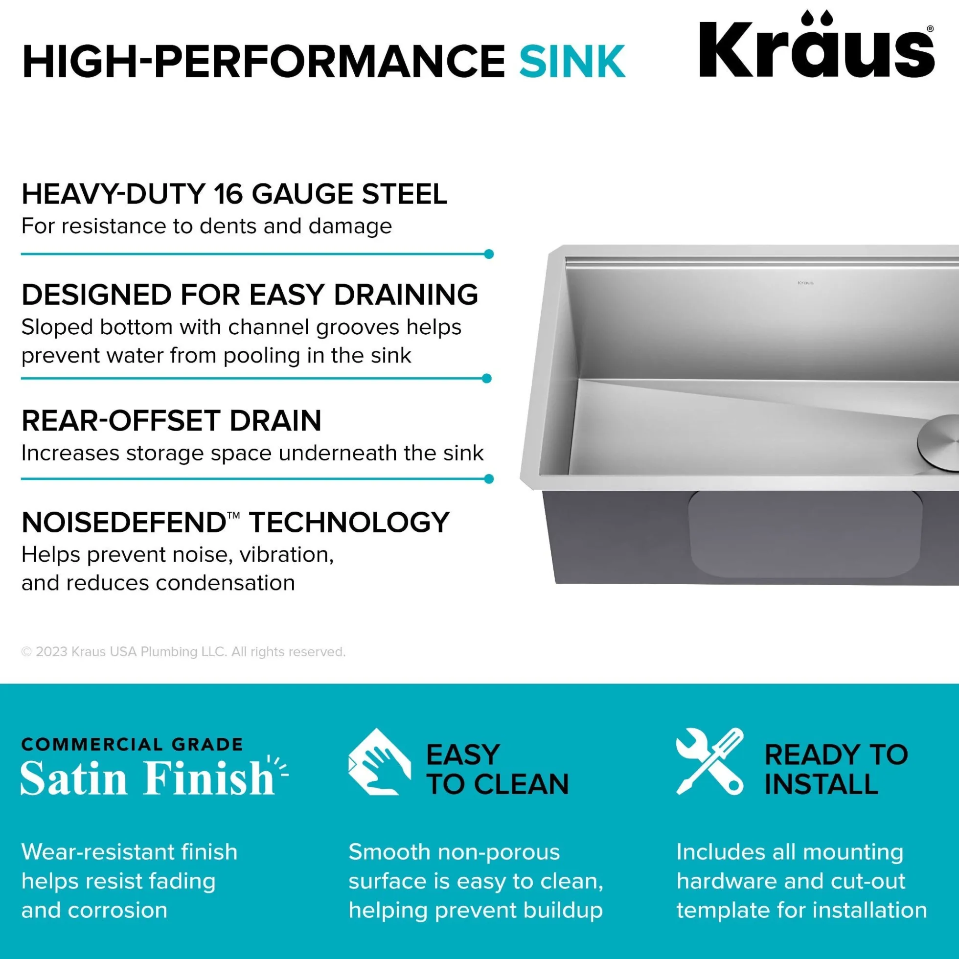 30" Undermount Workstation 16 Gauge Single Bowl Stainless Steel Kitchen Sink with Accessories