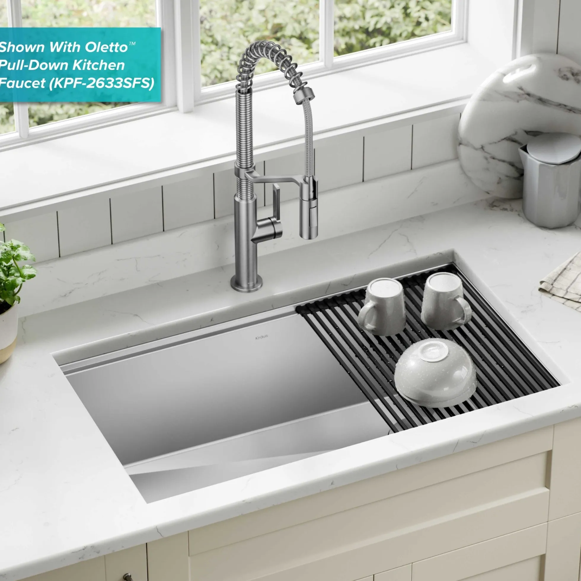 32" Undermount Workstation 16 Gauge Single Bowl Stainless Steel Kitchen Sink with Accessories