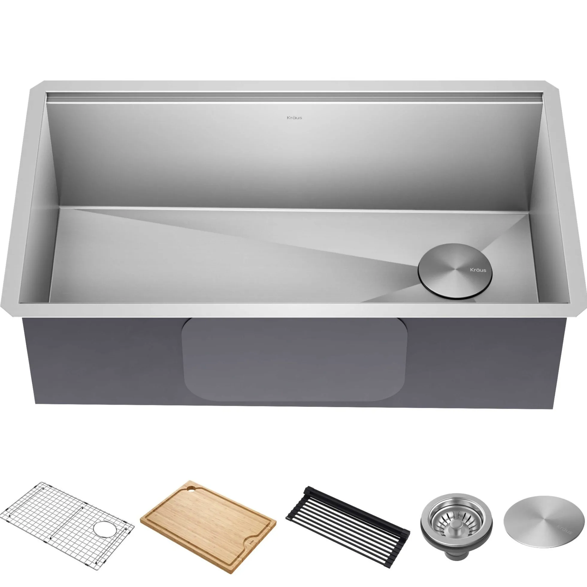 32" Undermount Workstation 16 Gauge Single Bowl Stainless Steel Kitchen Sink with Accessories