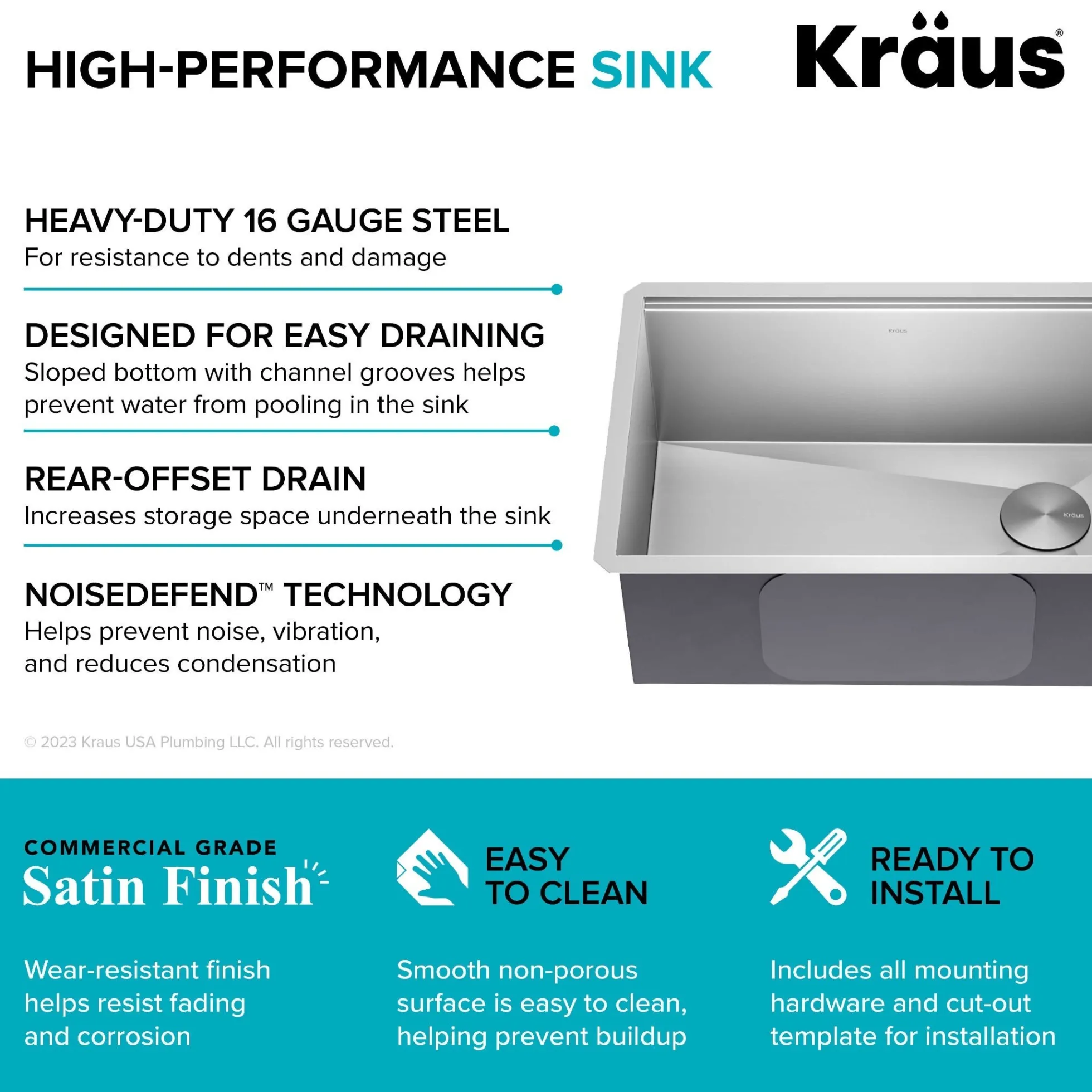 27" Undermount Workstation 16 Gauge Single Bowl Stainless Steel Kitchen Sink with Accessories