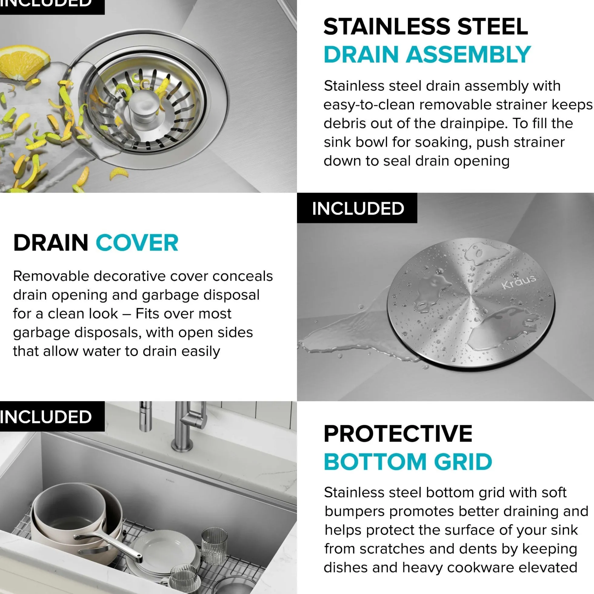 27" Undermount Workstation 16 Gauge Single Bowl Stainless Steel Kitchen Sink with Accessories