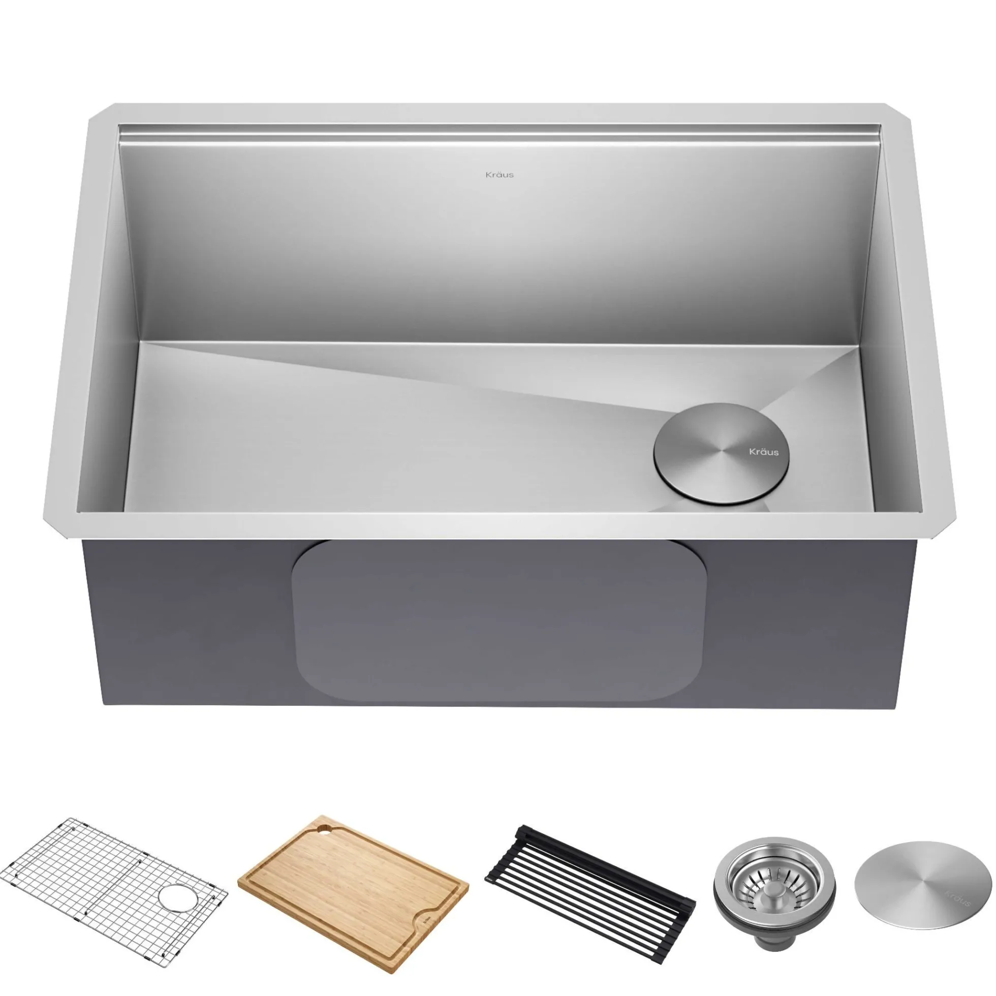 27" Undermount Workstation 16 Gauge Single Bowl Stainless Steel Kitchen Sink with Accessories