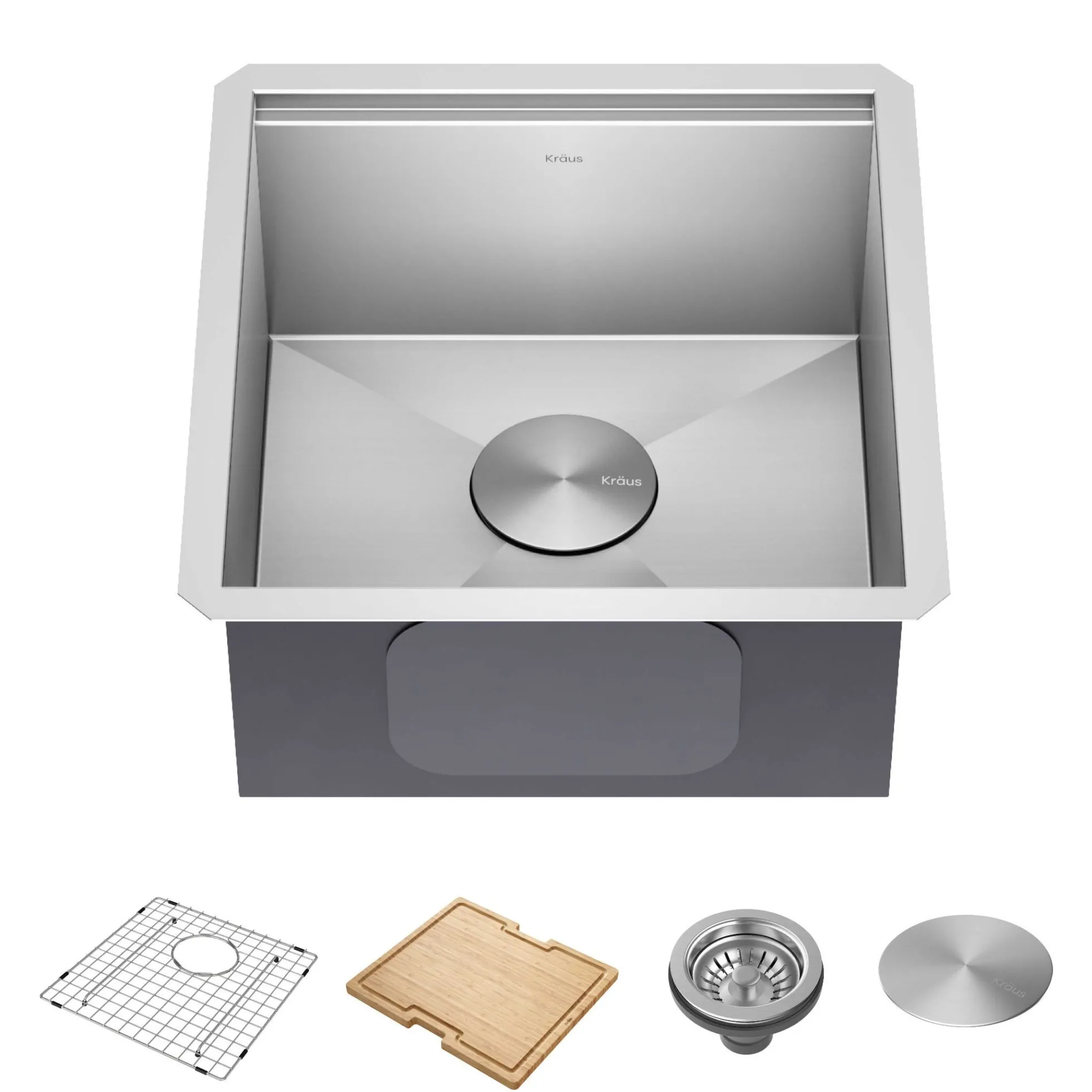 17" Undermount Workstation 16 Gauge Single Bowl Stainless Steel Bar Kitchen Sink with Accessories