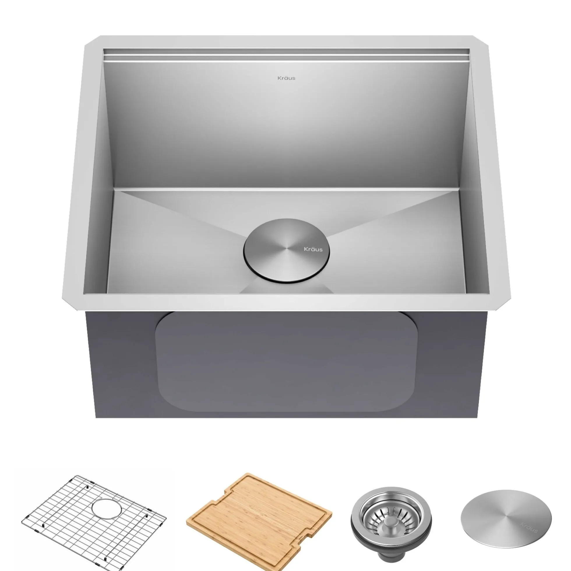 21" Undermount Workstation 16 Gauge Single Bowl Stainless Steel Kitchen Sink with Accessories